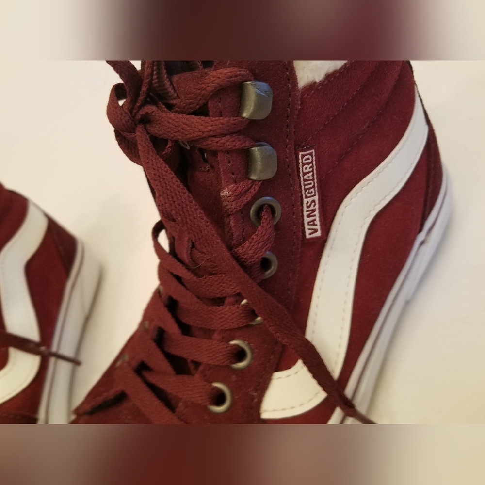 Vans Guard Women's Filmore High Top Sneakers Red Suede Sherpa Size 8 - Picture 7 of 16